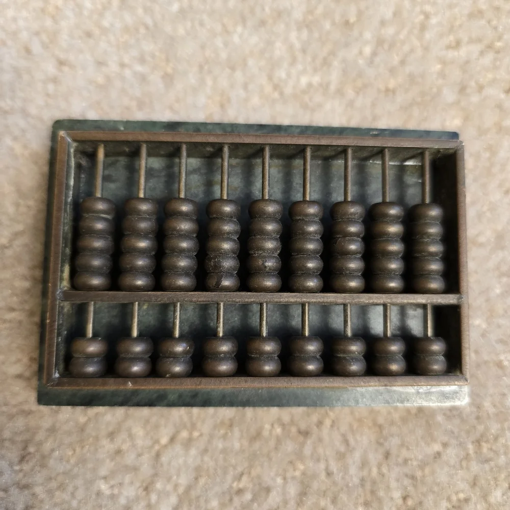Mini Small BRASS Metal Working ABACUS Palm Sized Desk Display Marble